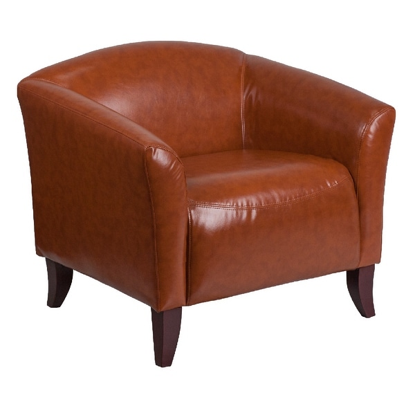 33.5" Brown Solid Contemporary Curved Back Upholstered Chair